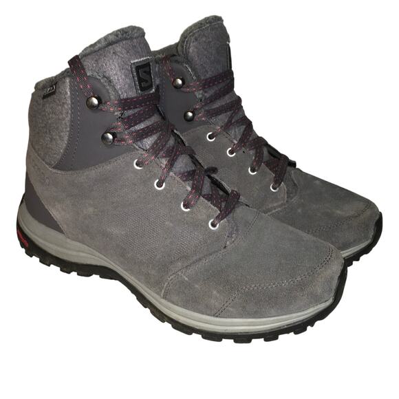Salomon Ellipse Freeze CS Gray Womens 8 Waterproof Snow Boot Winter Suede - Picture 1 of 10